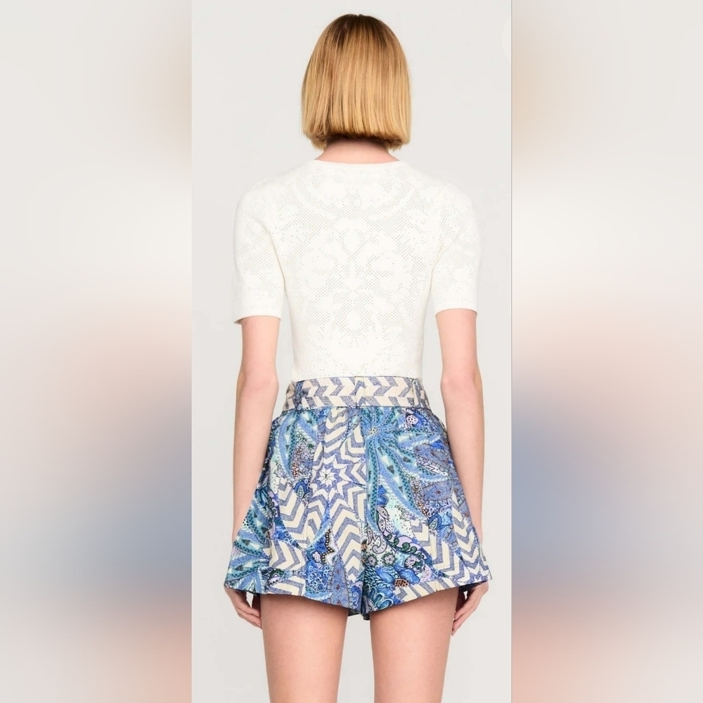 NEW! Marie Oliver, Crissy Jacquard Tee Shirt, Daisy (Ivory),Size Large,MSRP $224 - Picture 3 of 11